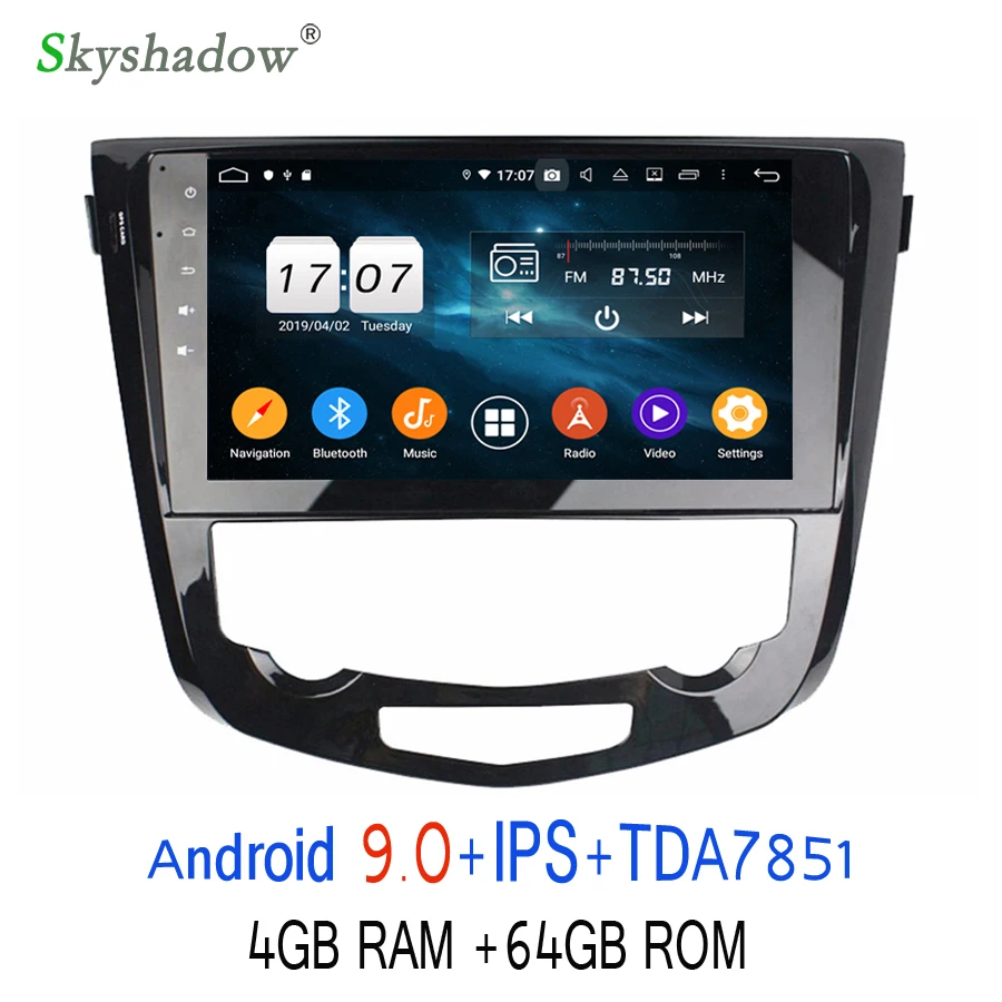 Top IPS 2DIN Android 9.0 octa Core 4GB+64GB ROM Car DVD Player GPS RDS Radio wifi Bluetooth 4.2 For Nissan Qashqai X-Trail 2014-2017 3