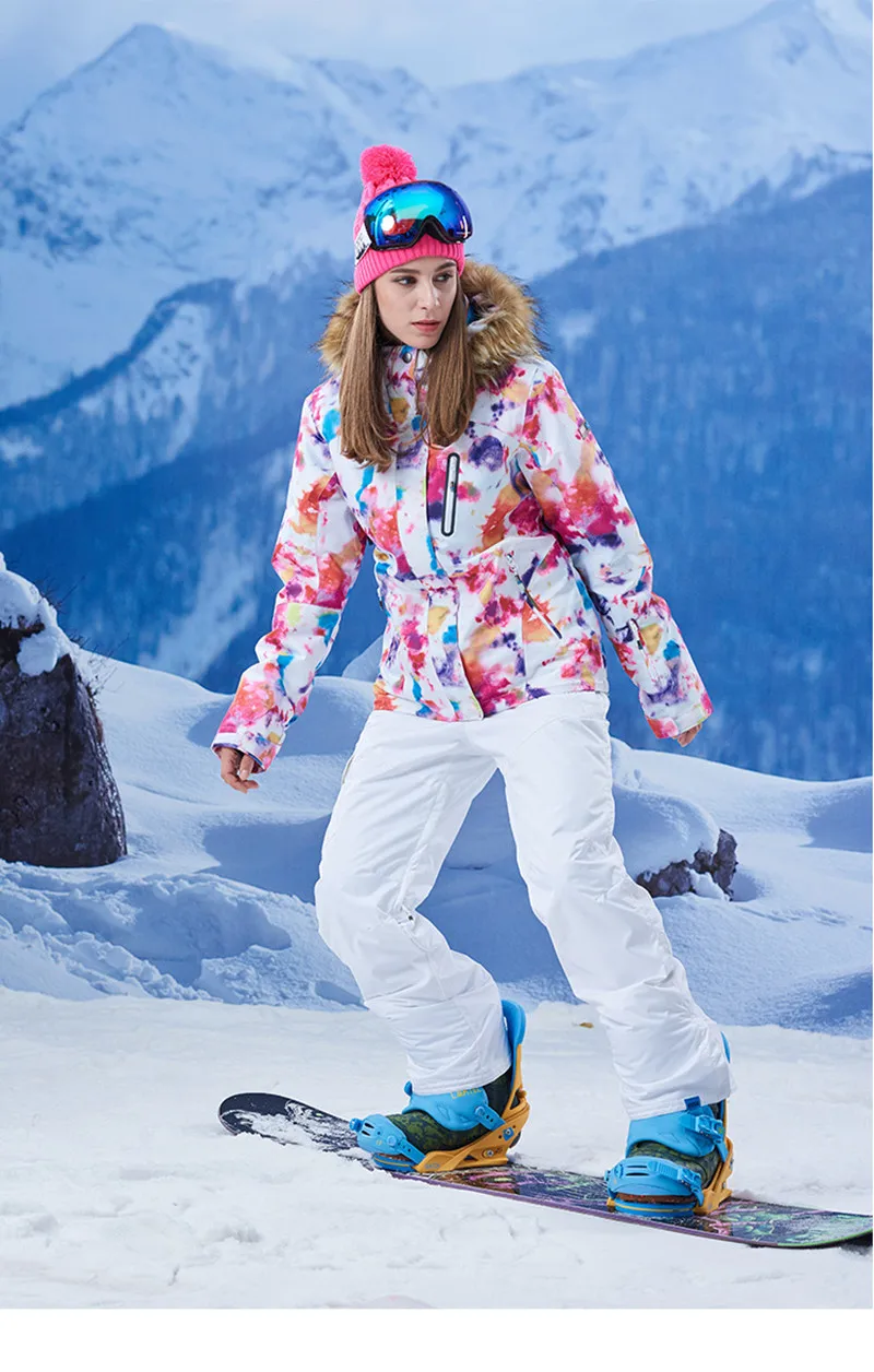 Зимний женский лыжный костюм супер теплый Открытый Спорт кемпинг езда на лыжах Сноуборд костюм комплект куртка+ брюки женский