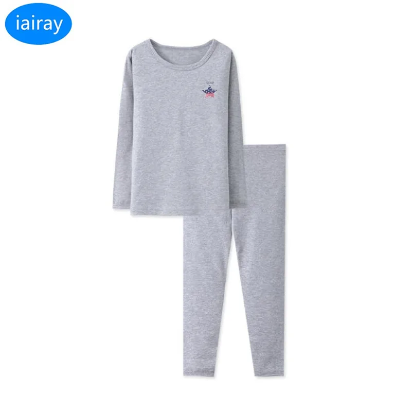

iairay boys autumn winter thermal underwear set cotton long johns bottom shirt sleep tops pants kids nightwear christmas gift