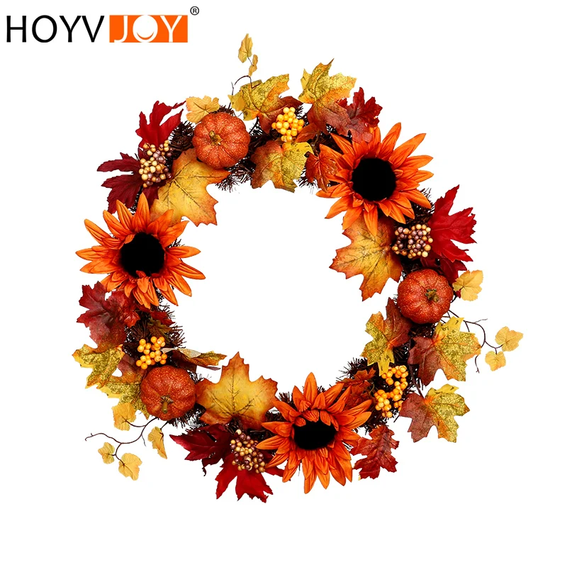 HOYVJOY осенний Подсолнух кленовый лист ручной работы ГИРЛЯНДА 24 дюйма на День Благодарения/Хэллоуин/Рождество украшения