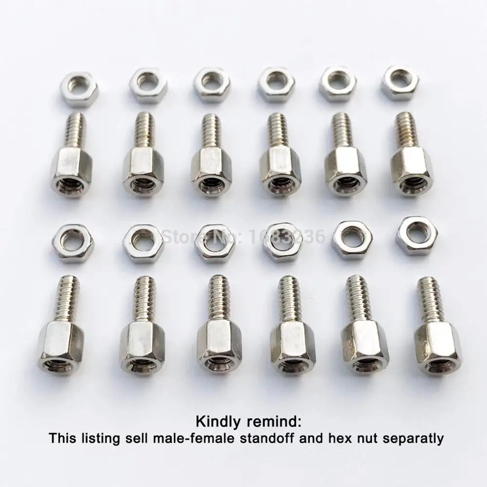 

25X Brass Copper #4-40x5+7 M-F Male-female Hex Cylinder Standoff Spacer Screw Jackscrew Nut for Motherboard VGA DB9 DVI COM Port