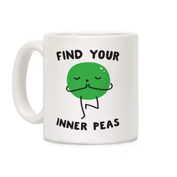 

Find Your Inner Peas White 11 Ounce Ceramic Coffee Mug