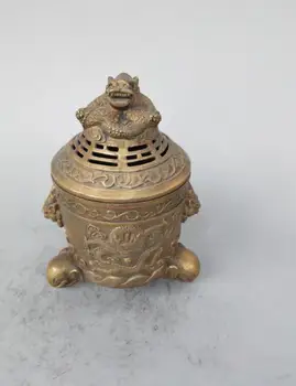 

China pure brass Seiko carving dragon incense burner