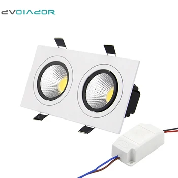 

DVOLADOR Dimmable Recessed LED Downlight 10W 14W 18W 24W AC110v-220v Square 2 Head Recessed LED Ceiling Indoor Decoration Light