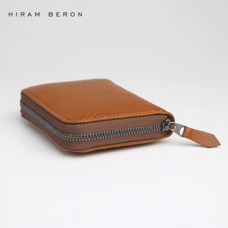 Hiram Beron унисекс кожаный держатель для карт на заказ ID мини кошелек растительный загорелый кожаный кошелек RFID блокирующий держатель из натуральной кожи