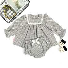 Коллекция года, весенне-летние комплекты для маленьких девочек кружевная Одежда для девочек с оборками, детская блузка принцессы+ шорты