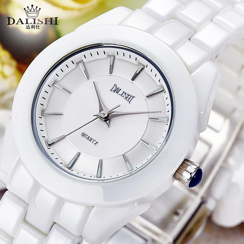 Goedkoop DALISHI Topmerk Vrouwen Horloges Quartz Zilveren Witte Keramische Horloge Mode Lichtgevende Wijzerplaat Elegan Dames Klok Relogio Feminino