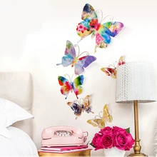 3D креативная цветная Наклейка на стену из кованого железа с бабочкой, украшение для дома, гостиной, декорации на стену
