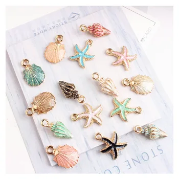 

10pcs Coloful Nautical Ocean starfish Shell Conch Sea Enamel Charms DIY Bracelet Necklace Jewelry Accessory DIY Craft