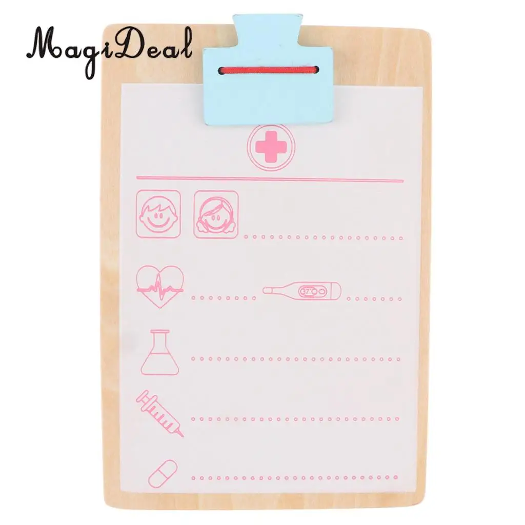 15 Pieces Wooden Medical Kits Box Carry Case Doctor Nurse Game Role Playing Set Kids Toy Educational