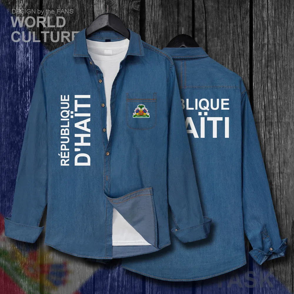 

Haiti Haitian Hayti Ayiti Jeans Men Clothes Autumn Slim Jacket Turn-down Collar Jeans Shirt Long Sleeve Fashion Cowboy Coat 20