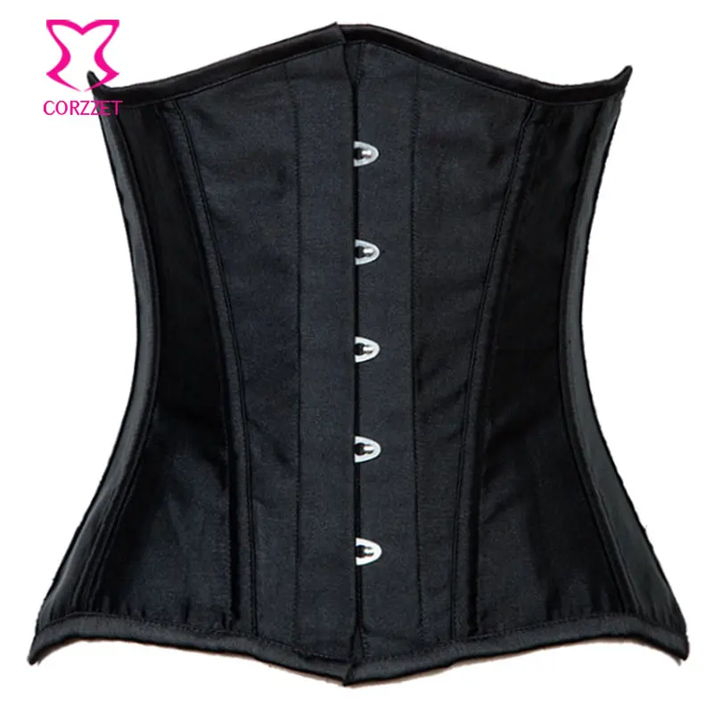 Black 12 Flat Steel Boned Corsets Plus Size Corset Waist Trainer