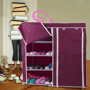 

7 Layer 2 Rows Anti-dust Fabric Shoe Shelf Rack Storage Closet Organizer Cabinet Portable With Cover Home Furniture
