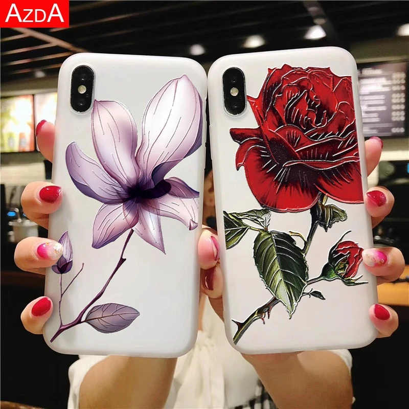 

3D Embossed TPU Cover For Honor 8X 6A 7A Pro 9 10 Huawei P20 Lite P9 P10 P30 Mate 10 20 Lite Nova 3 3i P Smart 2019 Flower Case