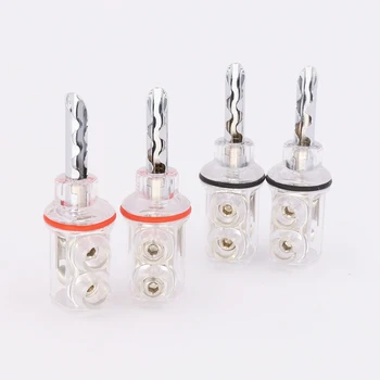 

Hifi audio 4pcs/pack 4mm Rhodium plated BFA banana Transparent Cover Audio Banana Plug for speaker cable