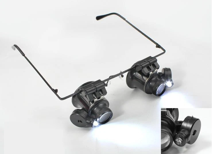 

Binocular Magnifier With LED Light Clock Repair 20 Times