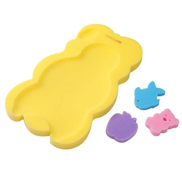 

1 bath mat +3 bath sponge Bath sponge soft Baby Anti-slip Sponge Foam Pad Tub Bathing Pad Infant Shower Baby Care