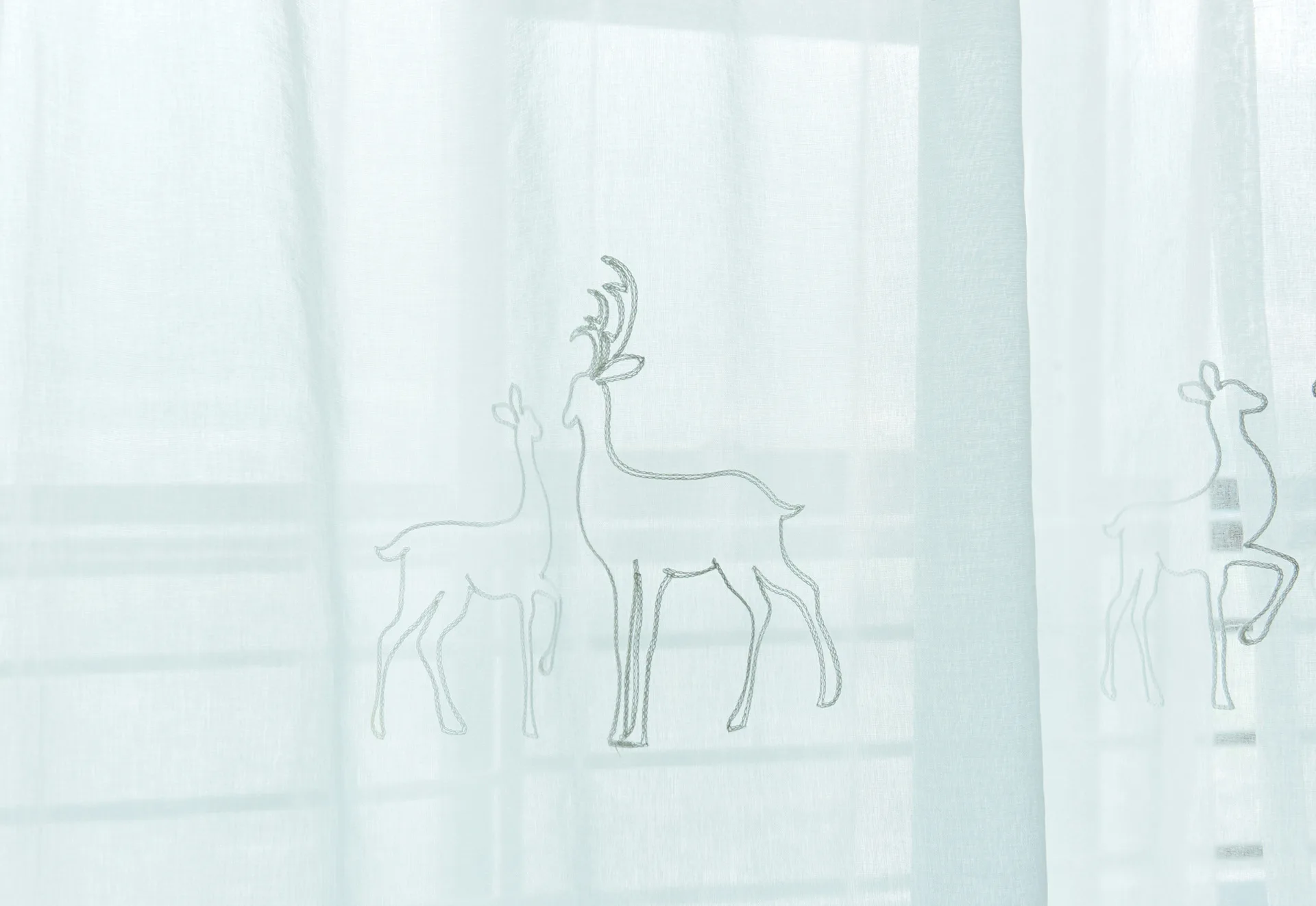 Скандинавский вышитые Лесной Олень полностью затененной ткани гостиная спальня окна занавеска «москитная сетка» готовой шторы