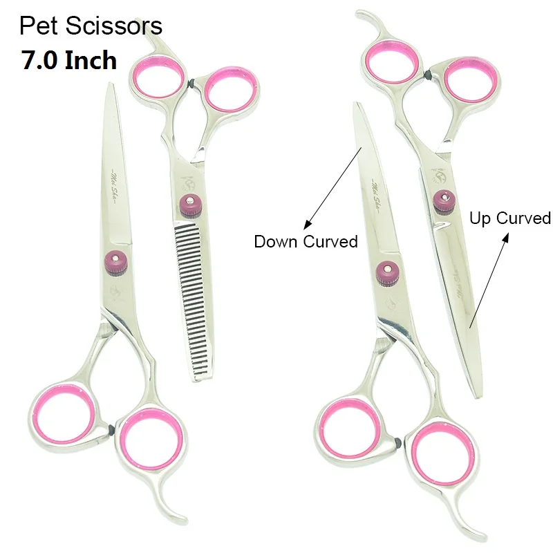 

7" Professional Pet Scissors Animal Hair Cutting Thinning Curved Shears Dog Grooming Clipper Right Hand Dog Hair Trimmer HB0057