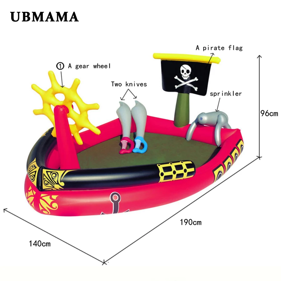 Большой размер открытый надувной пластиковый бассейн Семья детская игровая площадка интересный корабль стиль бассейн аксессуары
