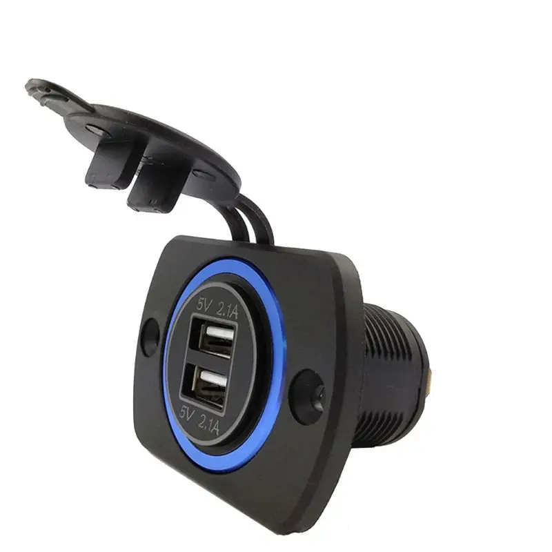  DIY 12V 24V Dual USB Auto Ladegerät Power Adapter Panel 5V 2.1A für iphone Auto Boot Marine handy G