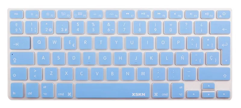 Xskn синий испанский силиконовая клавиатура кожного покрова для MacBook Air Pro 13/15 и Apple Беспроводной клавиатура, раскладка клавиатуры США протектор