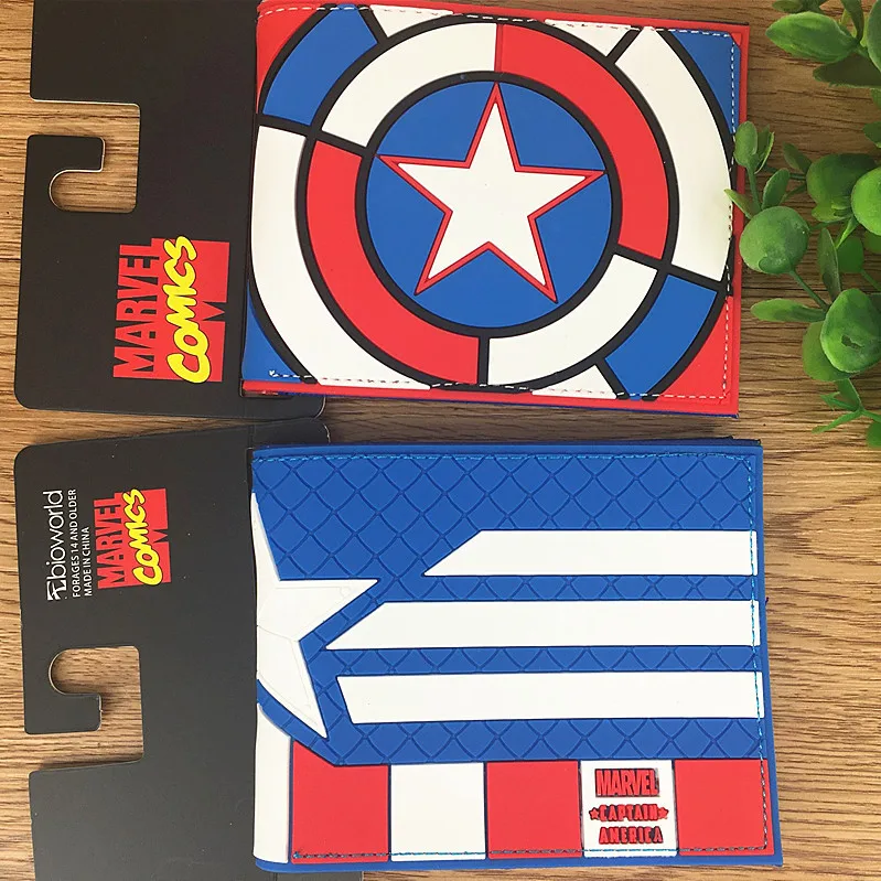 

CAPTAIN AMERICA Wallets Short Slim Bifold Leather purse Dollars Price Photo bolso Cards Holder Billeteras for boys