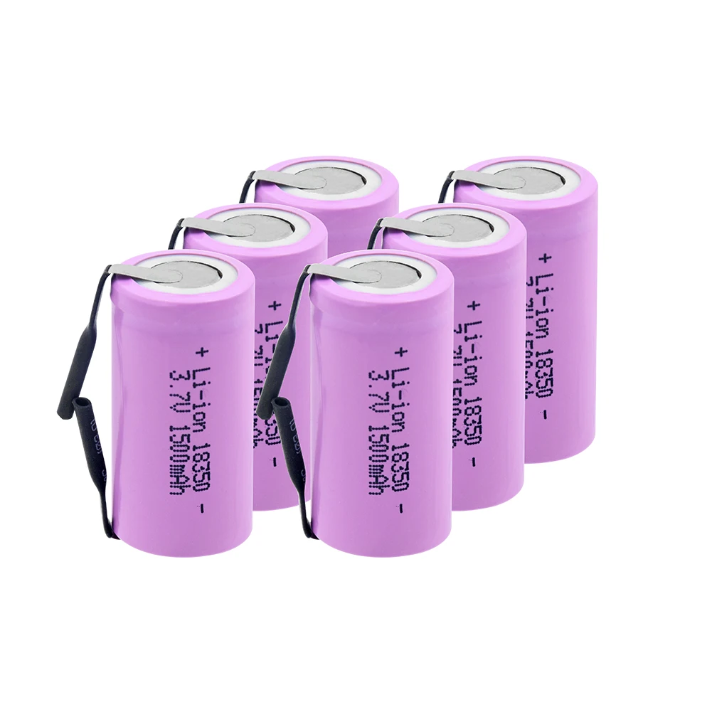 

10A discharge 18350 Battery 3.7V 1500mAh Li-ion rechargeable batteries 18350 With Nickel Sheet For Torch E-cigarette Flashlight