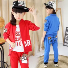 Autumn and spring children clothing set girls and boys jecket pant and T shirt set kids