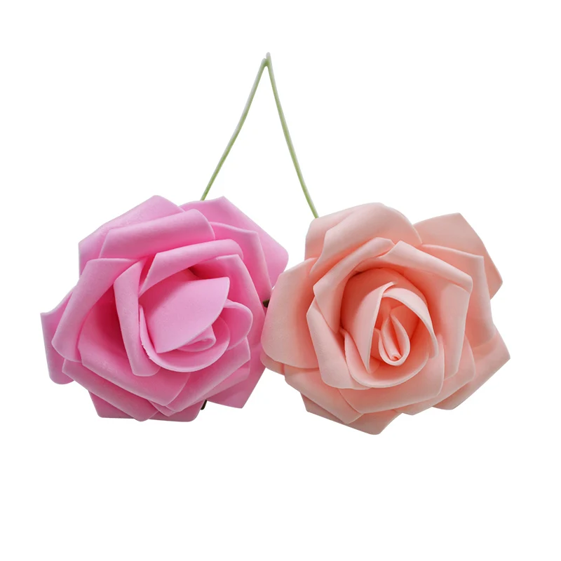 См 10 головок 8 см искусственные розы цветы с листом Свадебный букет невесты DIY ПЭ Пена Цветок на День святого Валентина вечерние вечеринка украшения