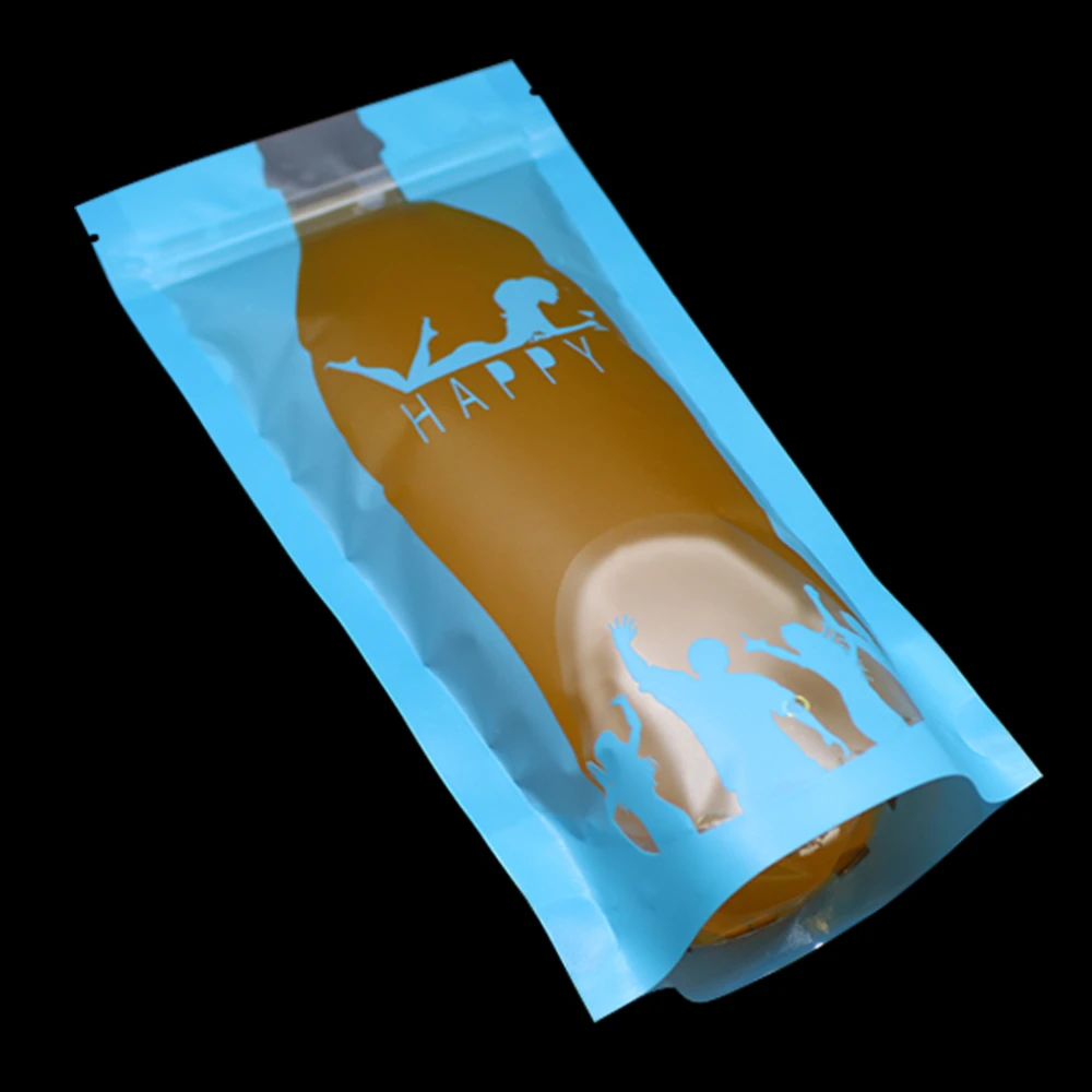 500ml Beverage Bag Wholesale 600pcs/lot Cyan / Blue 12*24cm Stand Up