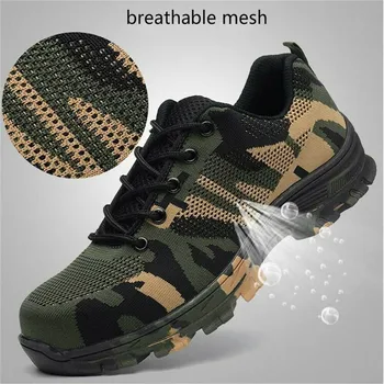 

Men Indestructible Bulletproof Safety Shoes Military Work Lightweight Sneakers Men Camouflage Puncture Proof High Quality Safety