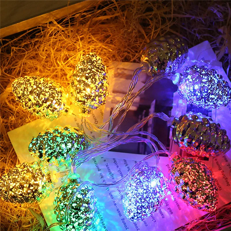 

Speck Silver Pine Nuts Operated String Lights 1.5m LED Decoration For Christmas Garland On The Window 10 LED Party Decoration
