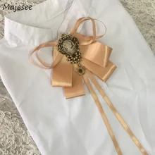 Галстуки женские Ретро Розы Декоративные Великолепные женские элегантные бант женские s ленты кисточкой Красочные корейский стиль Harajuku женские шикарные