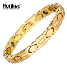 Hottime Био Магнитный браслет Женская мода золото-цветной магнит энергии браслеты с ЧПУ Кристалл здоровья ювелирные изделия 10250