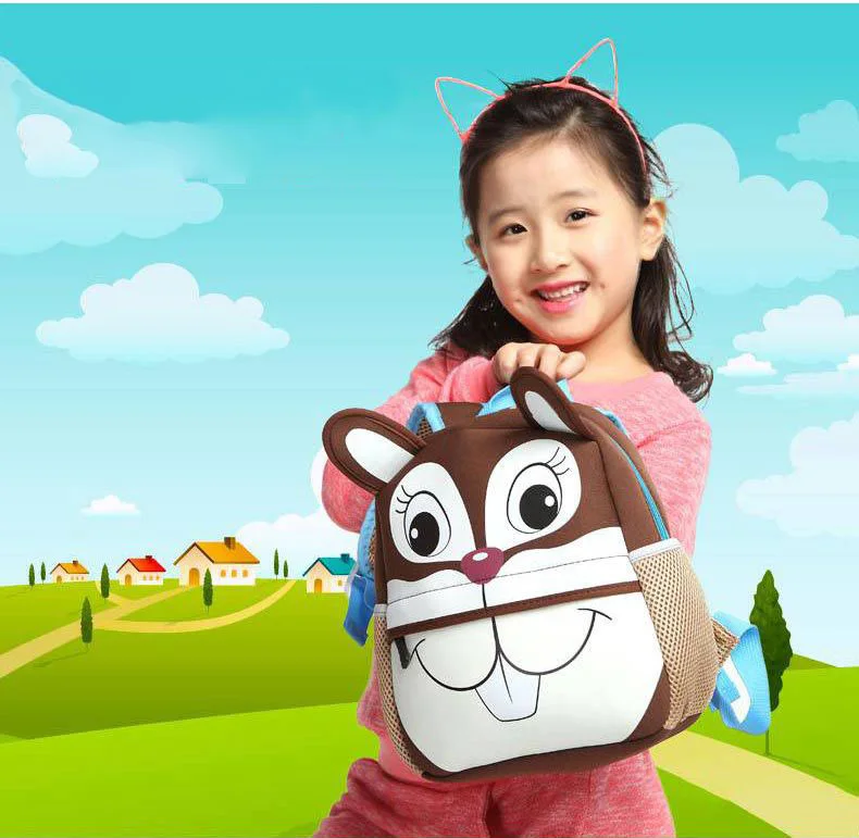 Неопреновая детская 3D сумка, милый дизайн с животными, рюкзак для малышей, школьные сумки для детского сада, мультяшная сумка с жирафом, обезьяной, совой