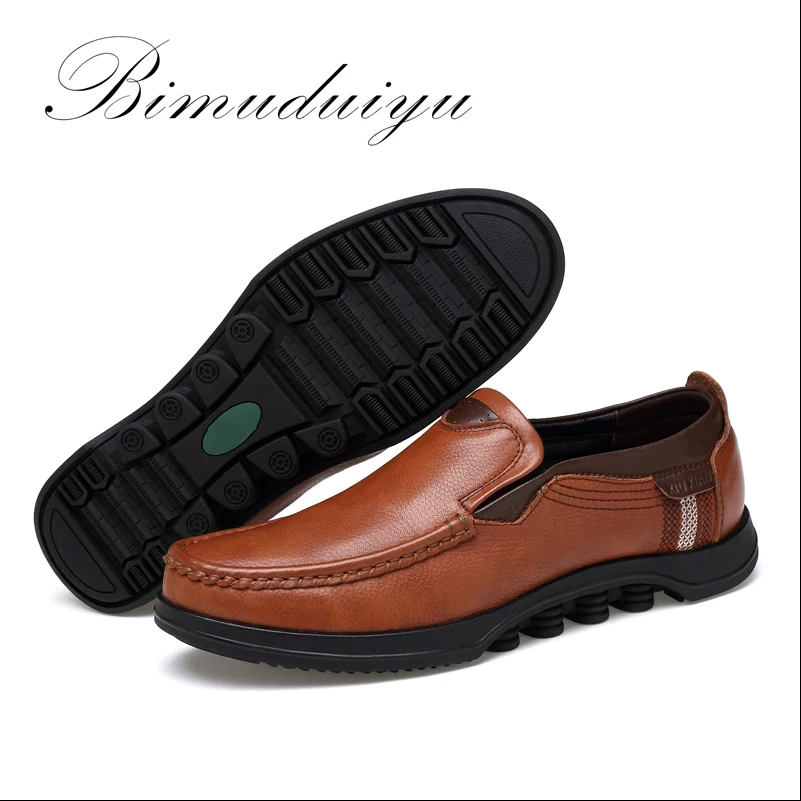 Goede BIMUDUIYU Herfst Winter Nieuwe Plus Size Lederen Mannen Casual Schoen Deodorant Ventilatie Britse business Platte Schoenen Voor Mannen