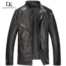 Dusen Кляйн новые мужские кожаные куртки Осенняя верхняя одежда черные/тонкие/простые/Повседневные/из натуральной овчины/кожаные пальто 15S1420