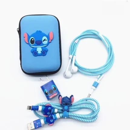 Три в одном мультфильм USB кабель наушники протектор линия заставка для Мобильный