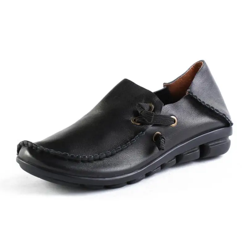 Solide rouge Femmes Cuir 40 Noir Bout Croix 34 Rond Couleur Lebaluka 5 Sangle ivoire blanc Chaussures Taille En Véritable Appartements marron I4Hxvq