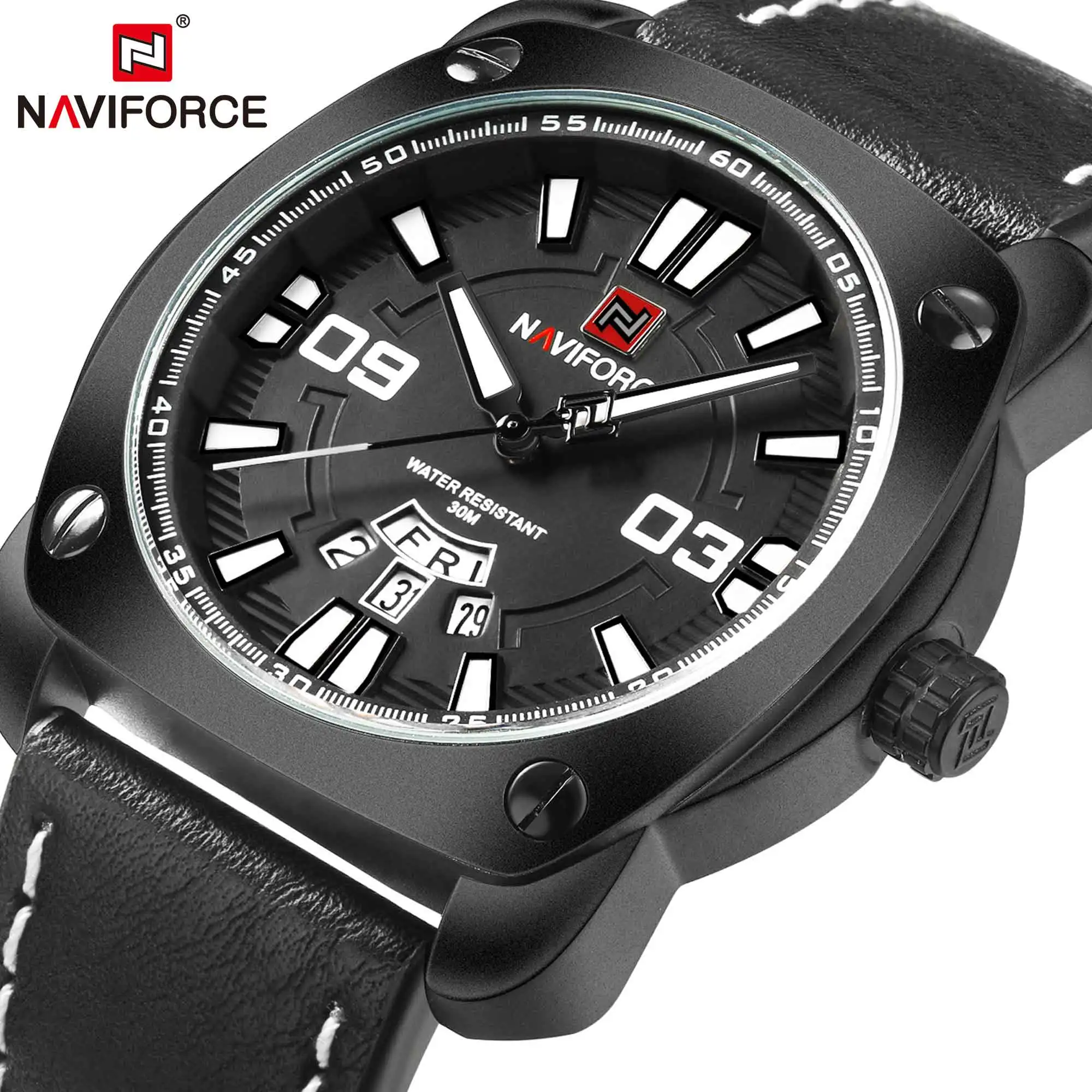 NAVIFORCE мужские часы Топ люксовый бренд спортивные водонепроницаемые кварцевые