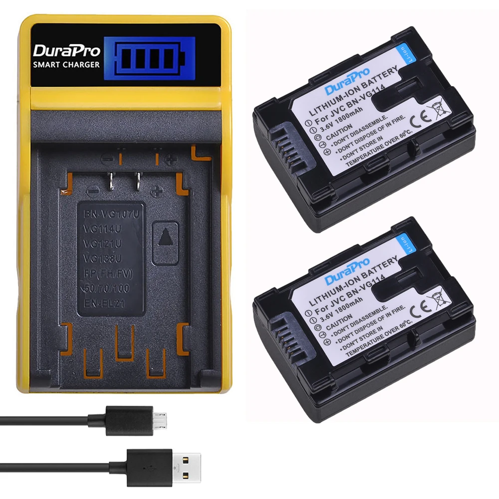 Аккумулятор для камеры 1800 мА · ч BN VG114 зарядное устройство USB с ЖК-экраном