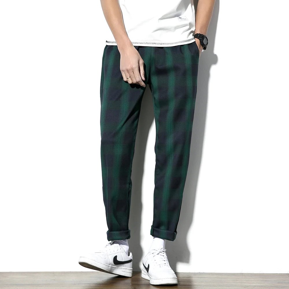

Men Plaid Casual Pant Male Streetwear Fashion Hip Hop Harem Elastic Waist Jogger Sweatpants Harajuku Trousers Plus Size 4XL 5XL