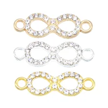 6 шт. посеребренные Love Infinity коннекторы с кристаллами для изготовления ювелирных изделий браслет ювелирных изделий Аксессуары DIY 22*7*2 мм