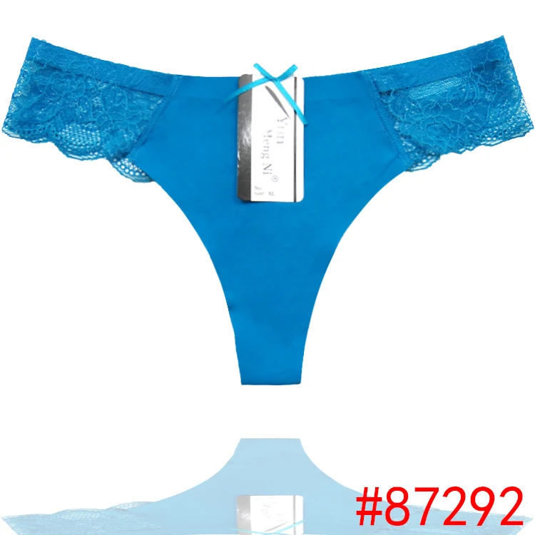 2016 ultra thin Lace Trim G string Seamless Thong Plain Cheeky Panties ...