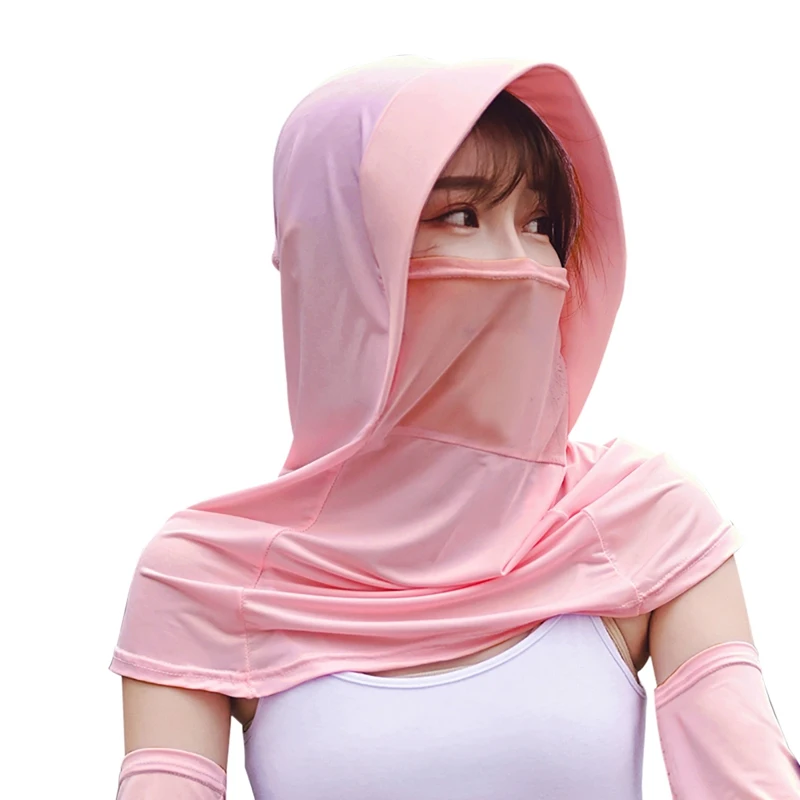 

Hot Sunshade Hat Multifunctional Breathable Quick Drying Sunshade Gauze Ice Silk Face Mask Shawl Hat