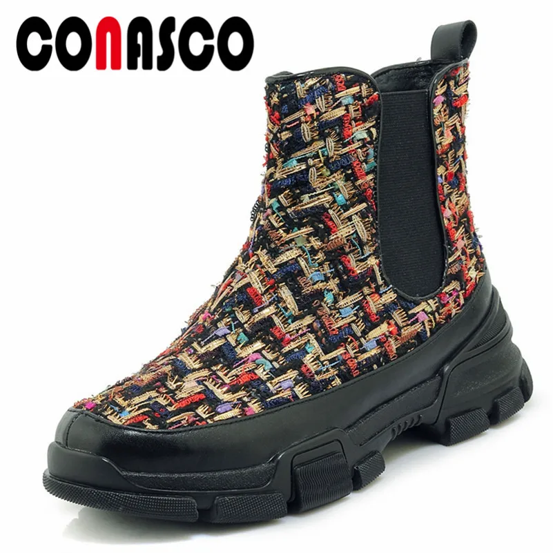 

CONASCO Fashion Quality Women Platforms Martin Shoes Woman Round Toe Comfort Casual Boots Ladies New Retro Dancing Shoes Woman