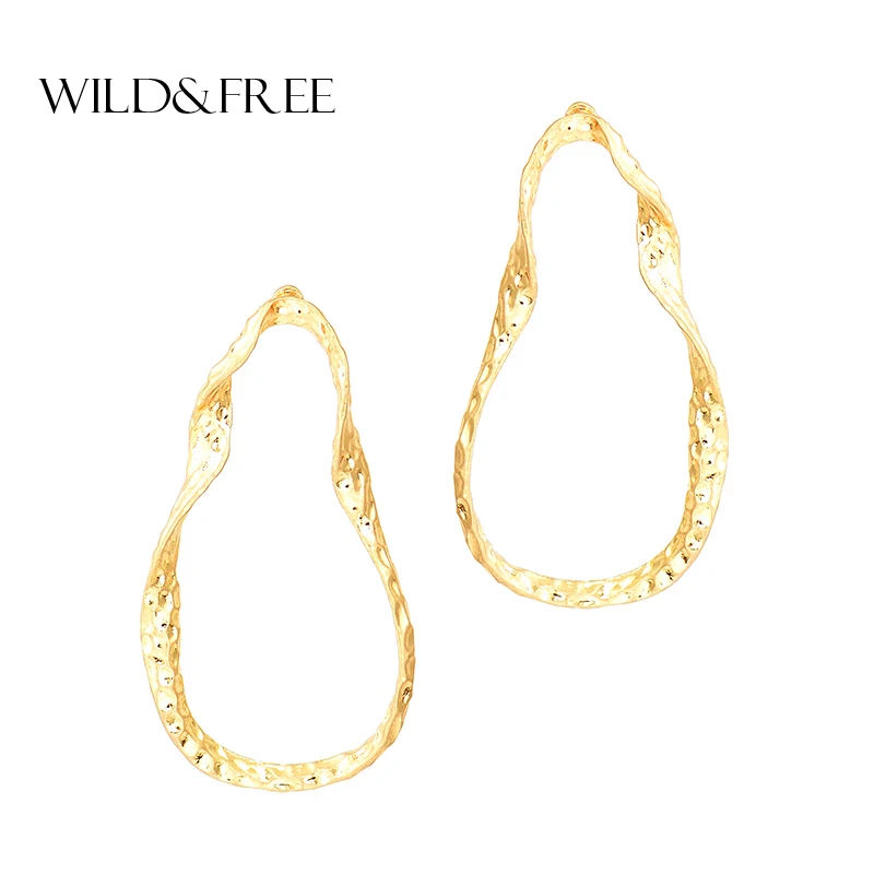 

Wild&Free 2018 Irregular Twisted Ear Shape Stud Earrings For Women Ladies Geometric Earrings Big Jewelry Wedding Party Gift