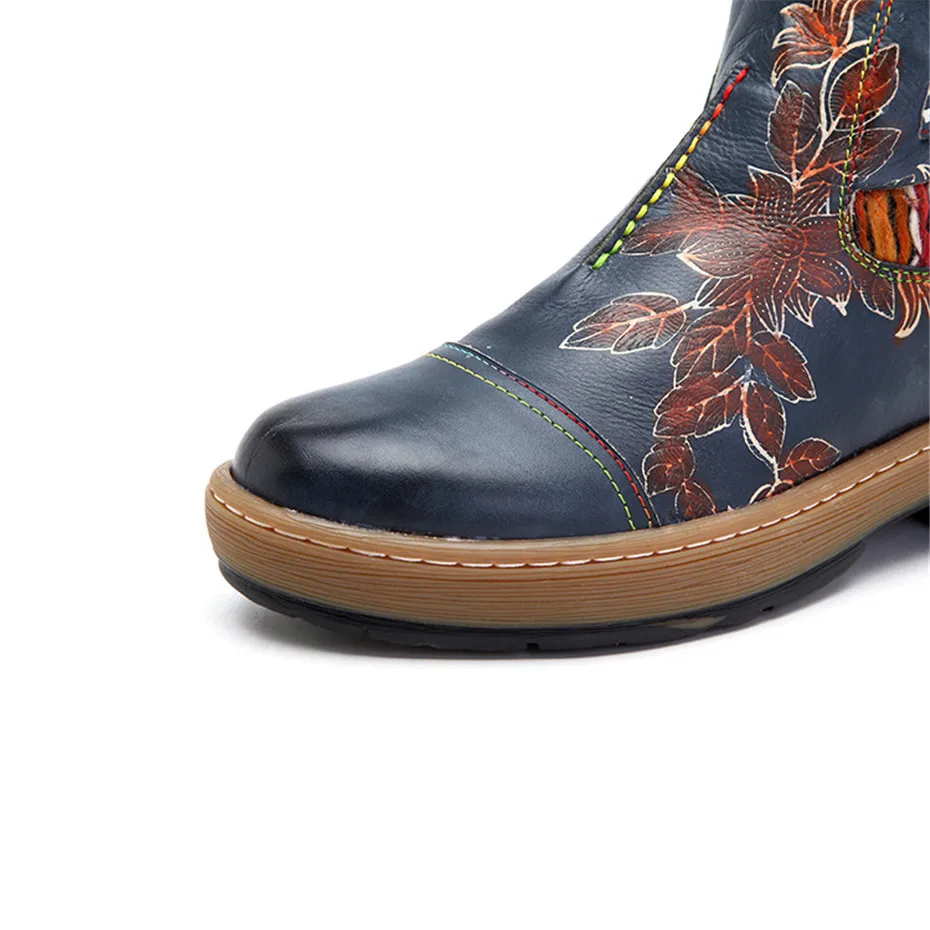 Genuine Leather Ankle Boots Women Shoes Vintage Bohemian Knitted Wool Boot Tube Zipper Shoes Woman New Spring Autumn Botas Mujer (7)