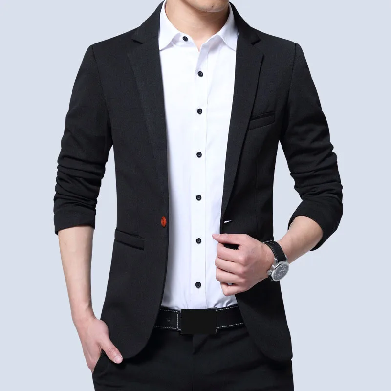 Men's Casual Slim One Button Suit Blazer Fashion New Stylish Formal Coat Jacket Tops Slim Fitted Male Fashion Blazers